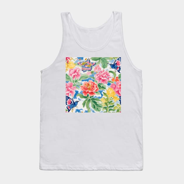 Flowers and hummingbirds chinoiserie Tank Top by SophieClimaArt